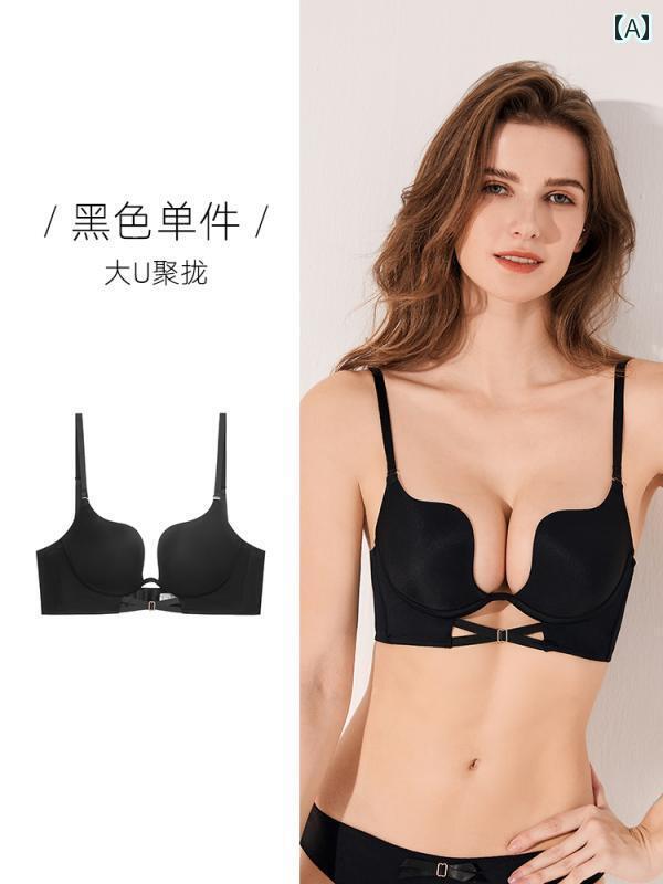 レディース 下着 インナー 大きめ 背中 開き ブラジャー 美しい 背中 U字型 小さめ 胸 集めた 深い V 魅惑 厚手 ブラジャーに 露出 背中 開き イブニング ドレス