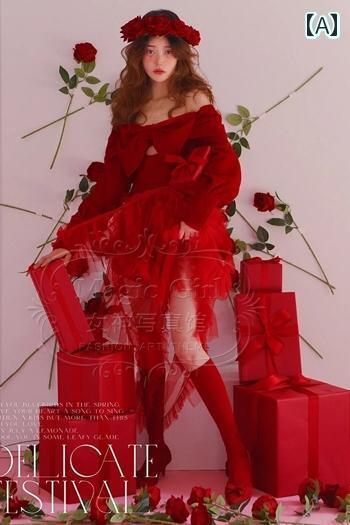 撮影 衣装 ドレス 写真 フォト イベント 思い出 コスプレ プライベート アート クリスマス レッド リボン ステージ パフォーマンス 8,533円
