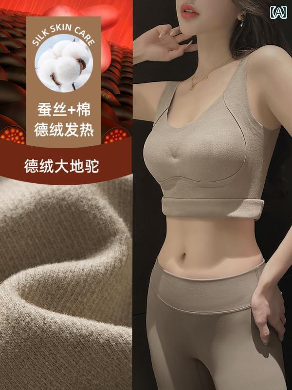 レディース 下着 インナー 秋冬 サーマル 起毛 胸パッド 厚手 外も 着 ボディ シェイプ ウェア 秋服