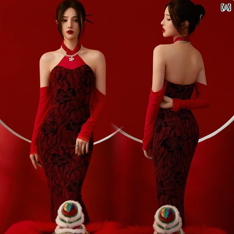 フォトスタジオ チャイナ風 ガール レトロ チャイナ ドレス 年 アート 写真 写真 服