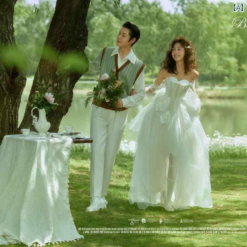 撮影 ドレス 写真 フォト 記念 コスプレ アート 思い出 ウェデング ロングテール 屋外 旅行 芝生 森林 8,288円