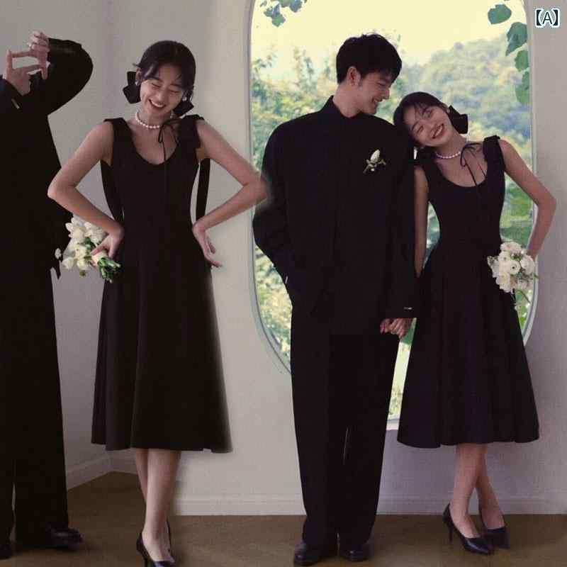 撮影 ドレス 写真 フォト 記念 コスプレ アート 思い出 服 ショート スカート カップル 結婚式 服 黒 シンプル｜おうち健康生活