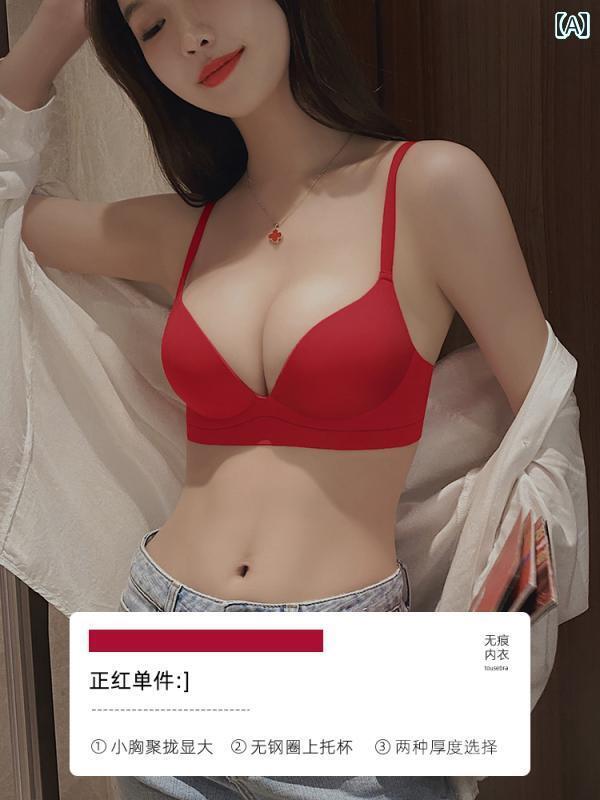 下着 レディース 貧乳 赤 シームレス 補助 胸 結婚式 花嫁 ブラジャー ショーツセット