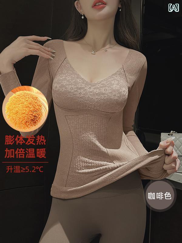 下着 レディース 保温 胸パッド 起毛 秋冬 厚手 起毛 ぴったり ボトム シャツ ローネック トップスス