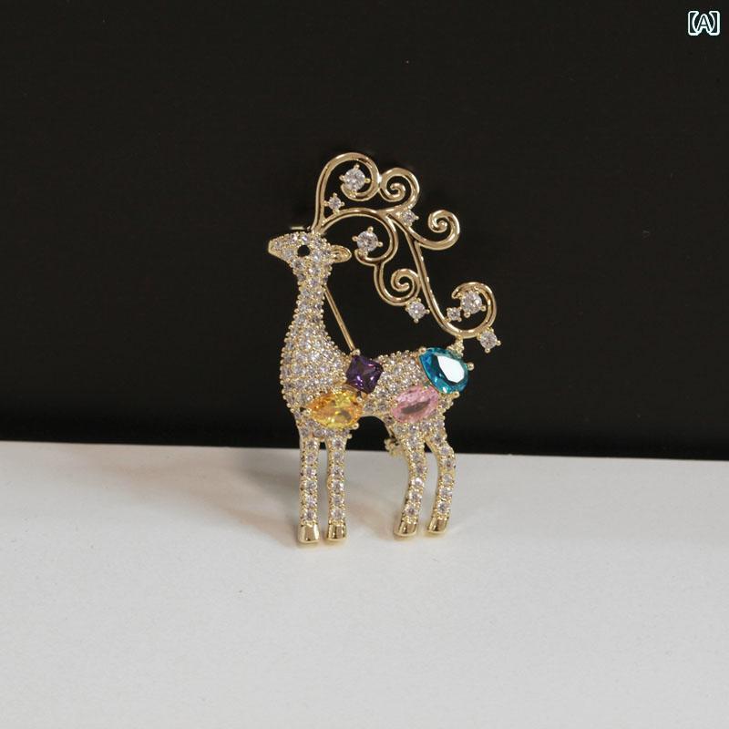 レディース アクセサリー カラフル ジカ 鹿 ブローチ シック セーター ブレザー ピン コサージュ
