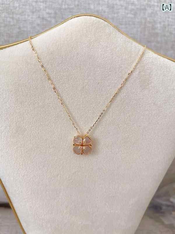 レディース アクセサリー 両 S925 スターリングシルバー パール 四つ葉 クローバー ネックレス ショート チョーカー ネックレス 鎖骨 チェーン