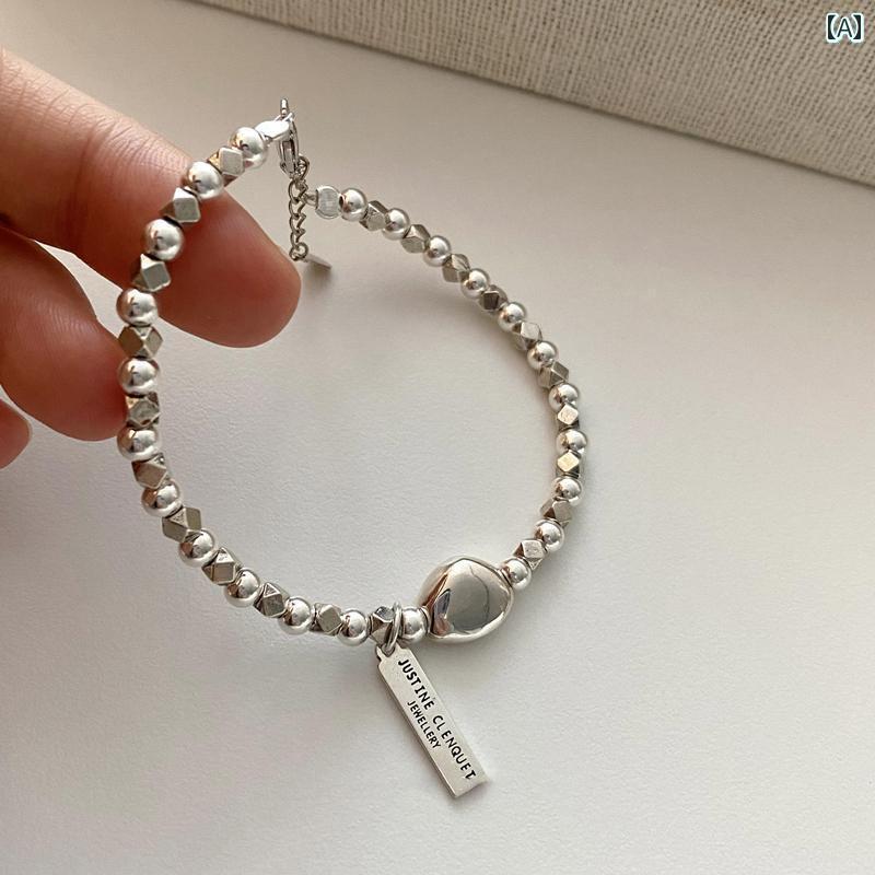 レディース アクセサリー 銀 ブレスレット 軽量 涼しい ブレスレット ビーズ シルバー ハンド ジュエリー