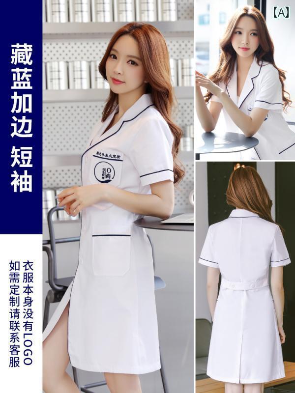 白衣 メンズ レディース 刺 青 ピンク 長袖 医師 韓国 ナース 服 皮膚 管理
