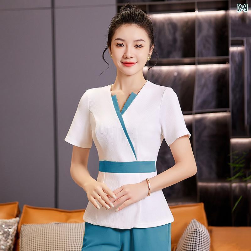 エステ ユニフォーム レディース 制服 サロン おしゃれ ビューテー 美容師 スーツ 技術者 センター 乳母 ホーム