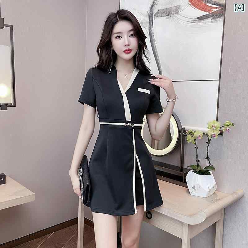 キャバ ドレス セクシー ミニスカート マッサージ セラピスト ユニフォーム 制服 スパ 師 スリム ショップ 服