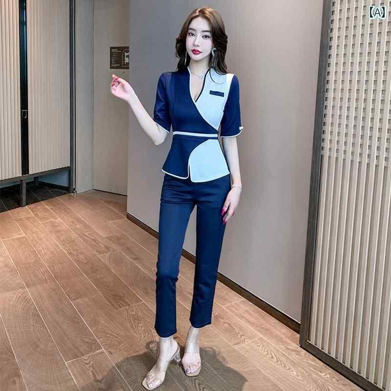 キャバ ドレス セクシー ミニスカート マッサージ セラピスト ユニフォーム 制服 スパ 足 湯 エステ クリニック 教師 春夏 サウナ 服 セット