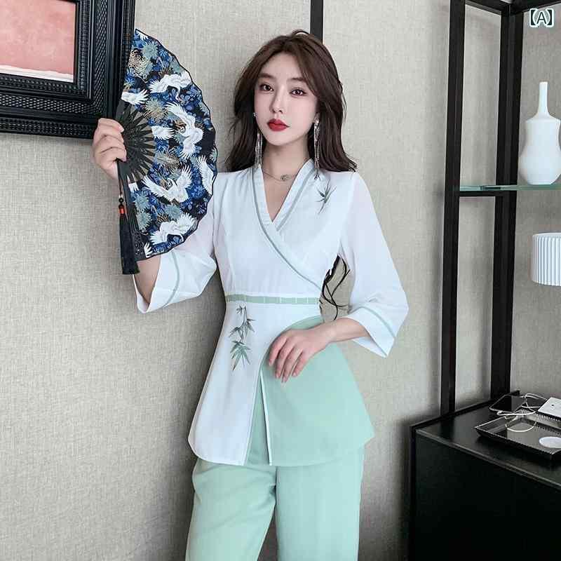 エステ 制服 レディース ユニフォーム 赤ちょうちん かっこ良い 秋冬 中国 揉み療治 スパ 背広 美容院 診療所 リラックス・マッサージ用品-ダイエット・健康-エステユニフォーム