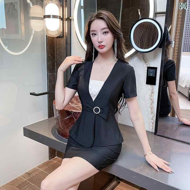 キャバ ドレス セクシー ミニスカート マッサージ セラピスト ユニフォーム 制服 スパ フロント フットバス フット スーツ スリム 体型カバー