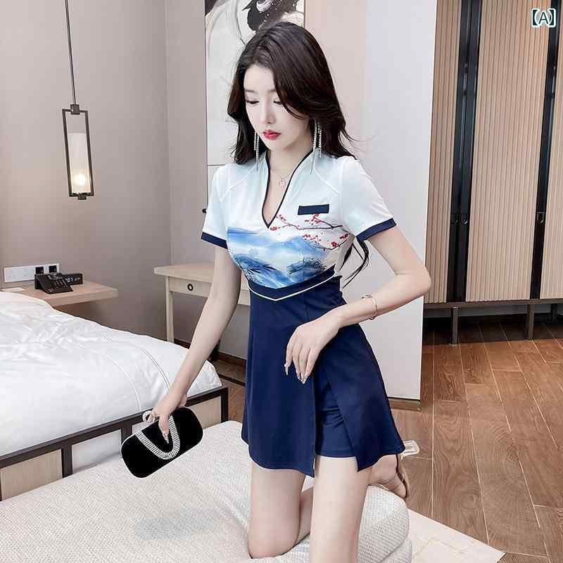 キャバ ドレス セクシー ミニスカート マッサージ セラピスト ユニフォーム 制服 スパ レトロ フットバス フットセラピー スパ ビューテー キュロット スリム 5,439円
