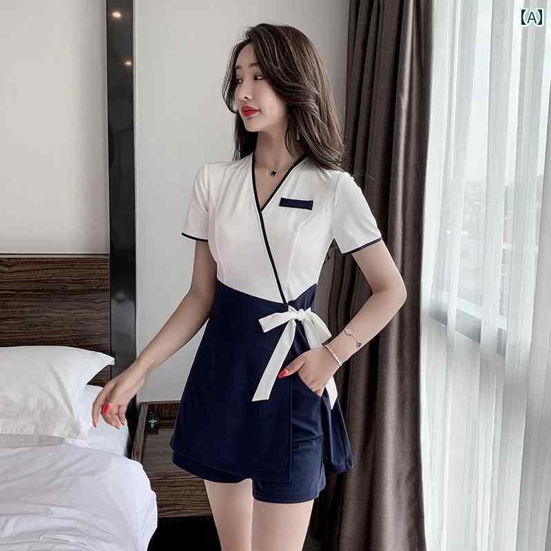キャバ ドレス セクシー ミニスカート マッサージ セラピスト ユニフォーム 制服 スパ スリム パンツ スカート フットバス ペデキュア サウナ