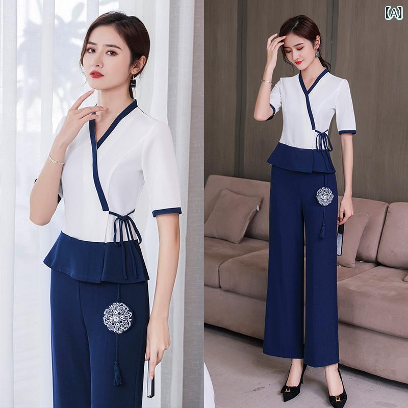 エステ ユニフォーム 制服 サロン スパ マッサージ リラクゼーション エステシャン セラピスト レディース 椿 レディース パンツ ペデキュア フット 服
