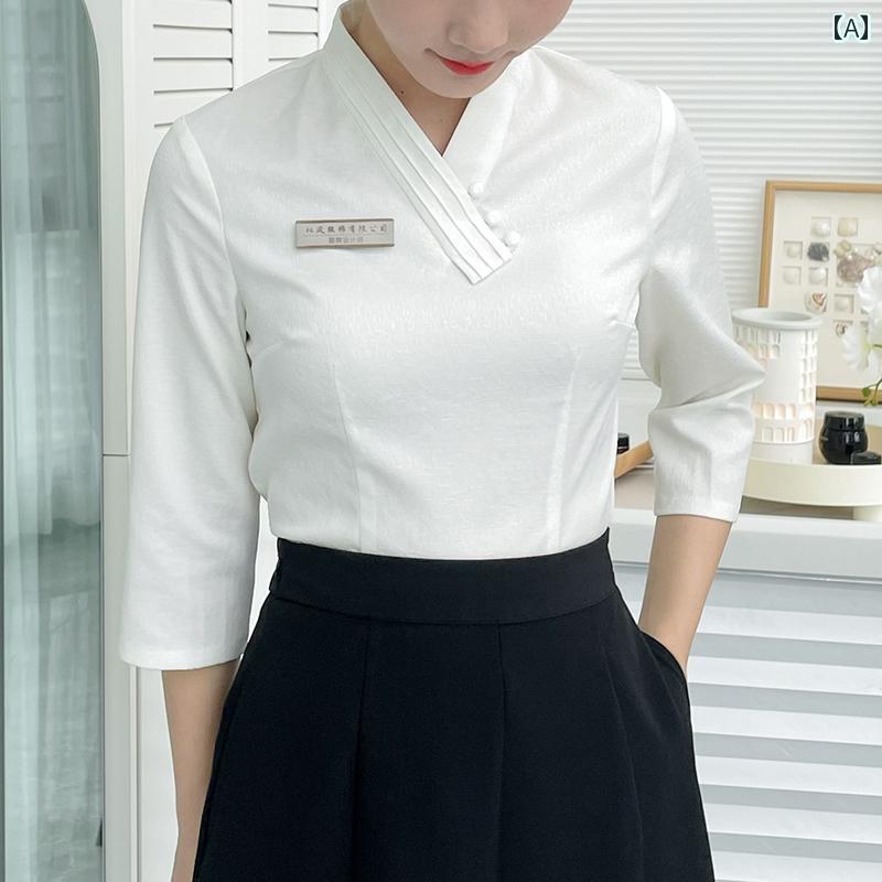 エステ ユニフォーム 制服 サロン スパ マッサージ リラクゼーション エステシャン セラピスト 春秋 美容院 メデカル ビューテー フロント デスク クラブ フットバス ペデキュア マニキュア スカート