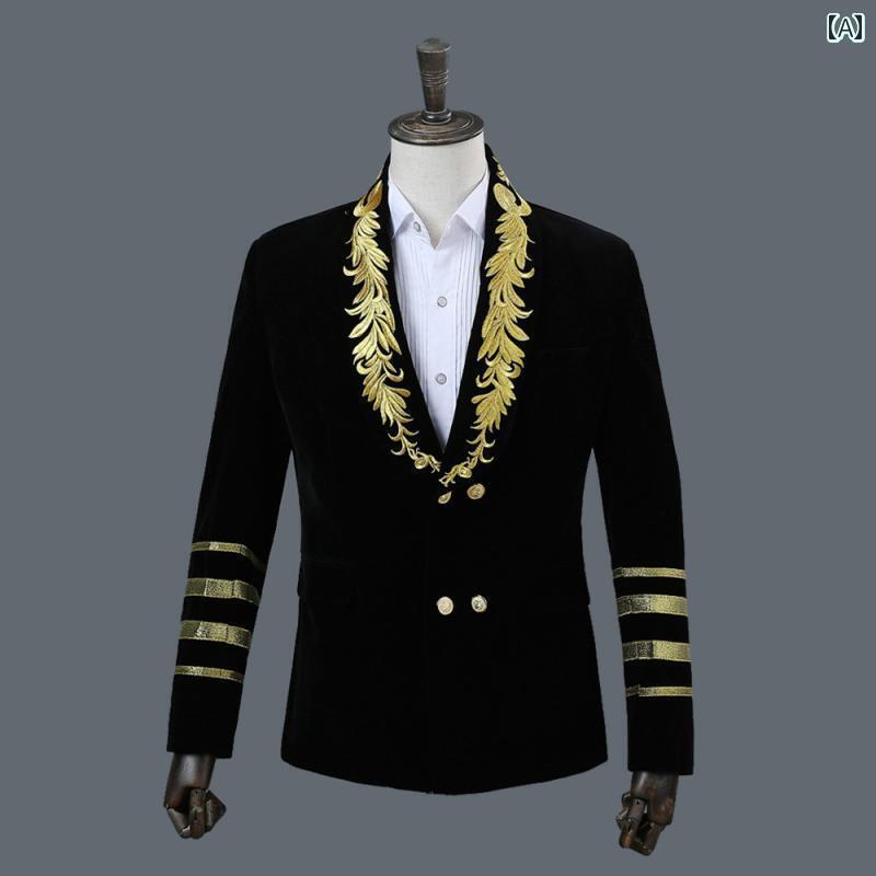 メンズ  緑であること フルーツ 色つや 背広 上衣 動作 服 歌うたい 上演 ダルレスト トップスス 刺しゅう 動作 背広
