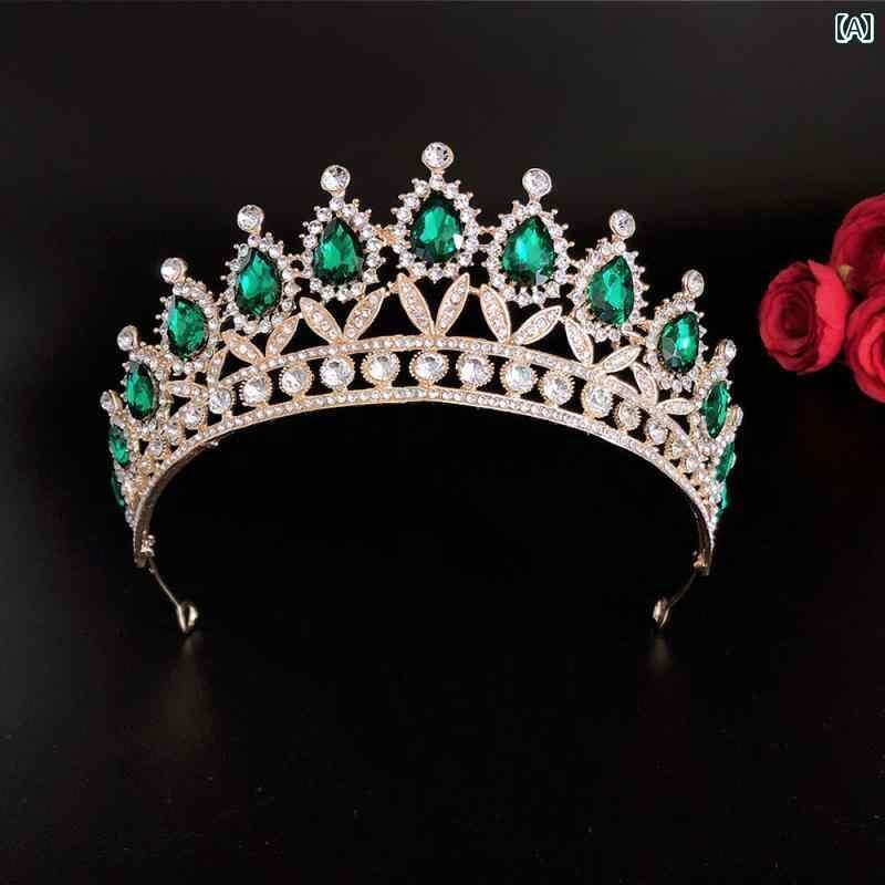 ブライダル アクセサリー 小物 ウェディング 結婚式 パーティー 婦 花嫁 舞台 小道具 コスプレ ティアラ バロック クラウン 大気 3点 ドレス プリンセス 誕生日 クラウン ヘア