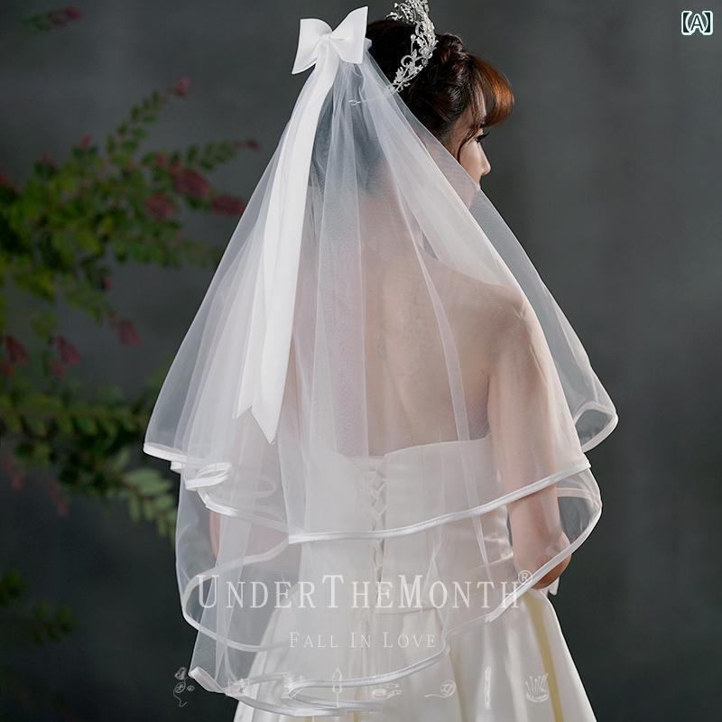ブライダル アクセサリー 小物 ウェディング 結婚式 パーティー 婦 花嫁 舞台 小道具 コスプレ ショート ベール スーパー フェアリー 写真 リボン ベール ヘッド ドレス