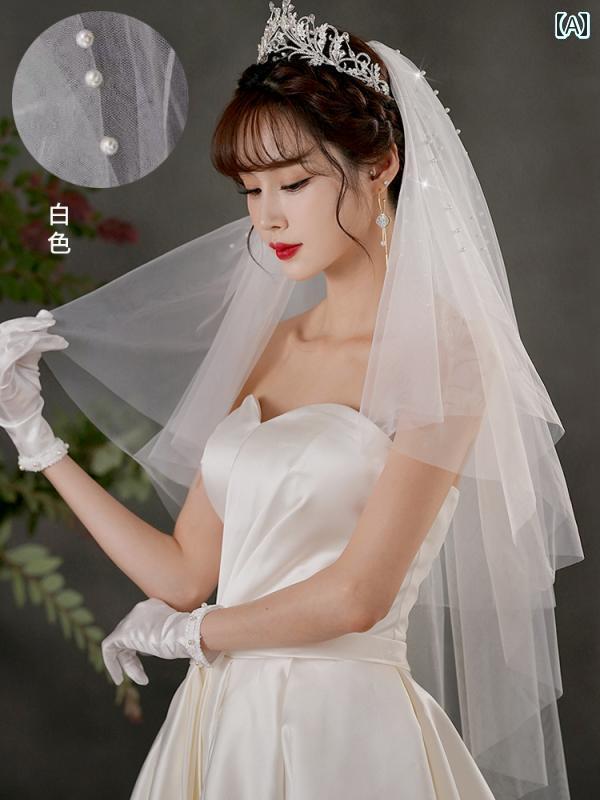 ブライダル アクセサリー 小物 ウェディング 結婚式 パーティー 婦 花嫁 舞台 小道具 コスプレ ベール ベール スーパー フェアリー 写真 パールベール ヘッド ドレス