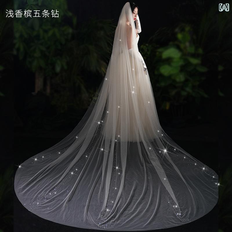 ブライダル アクセサリー 小物 ウェディング 結婚式 パーティー 婦 花嫁 舞台 小道具 コスプレ ベール スーパー フェアリー 写真 韓国 ロング ラージ テール ベール 頭飾り