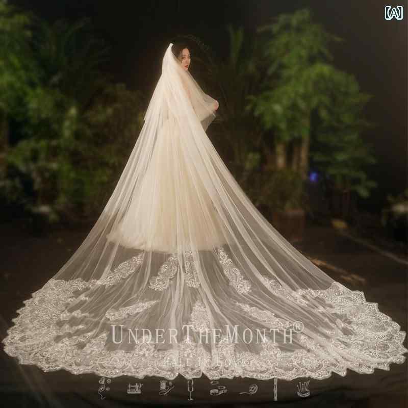 ブライダル アクセサリー 小物 ウェディング 結婚式 パーティー 婦 花嫁 舞台 小道具 コスプレ ドレス ロングテール ベール スーパー フェアリー 写真 韓国 ロング ベール