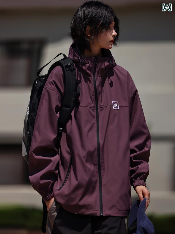 春 防風 ハイキング アウトドア レディース カップル フード ジャケット ジャケット|おうち健康生活