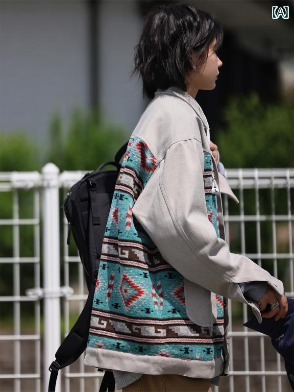ウール 質感 レトロ エスニック 長袖 シャツ ジャケット カップル カジュアル ジャケット|おうち健康生活