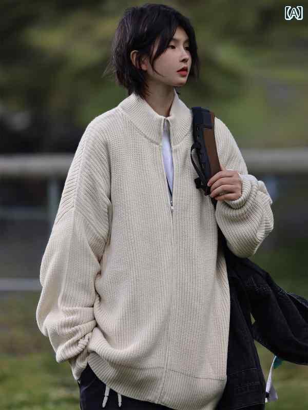 烏兎 アメリカン 朦々たる 照明ランプ色つや ファスナー スウェーター ジレー 編み物 レディース 上衣