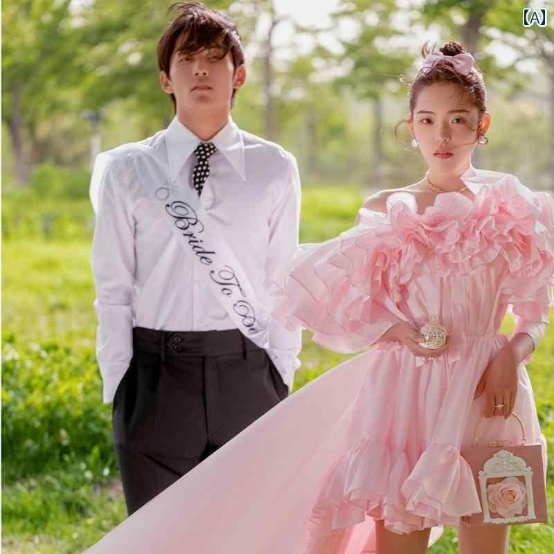 ウェデング フォト 撮影 ドレス 衣装 結婚式 思い出 アート スタジオ 前が 短くて 後ろが ロング 花 カップル 旅行 服｜おうち健康生活 8,708円