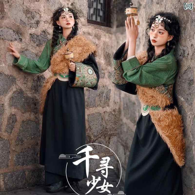 撮影 ドレス 写真 フォト 記念 コスプレ アート 思い出 ローブ 緑 服 レディース 秋 ラサ 旅行 ダンス パフォーマンス 服
