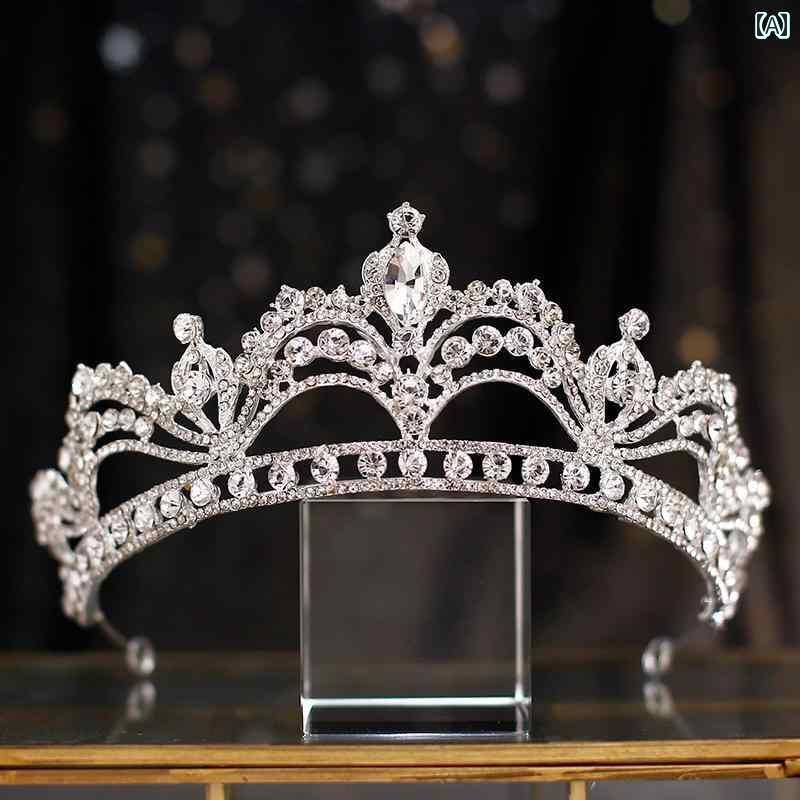 ブライダル アクセサリー 小物 ウェディング 結婚式 パーティー 婦 花嫁 舞台 小道具 コスプレ たっぷり 韓国 光沢 シルバー 半円 クラウン ヘッド ドレス 写真撮影 メイクアップ プレート ヘア
