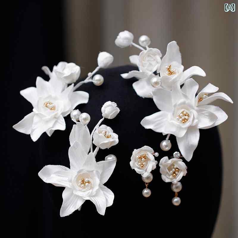 ブライダル アクセサリー 小物 ウェディング 結婚式 パーティー 婦 花嫁 舞台 小道具 コスプレ 韓国 フェアリー 頭飾り 生地 フラワー ヘアピン 精巧 ペア クリップ スーパー フェアリー 髪飾り アクセサリー