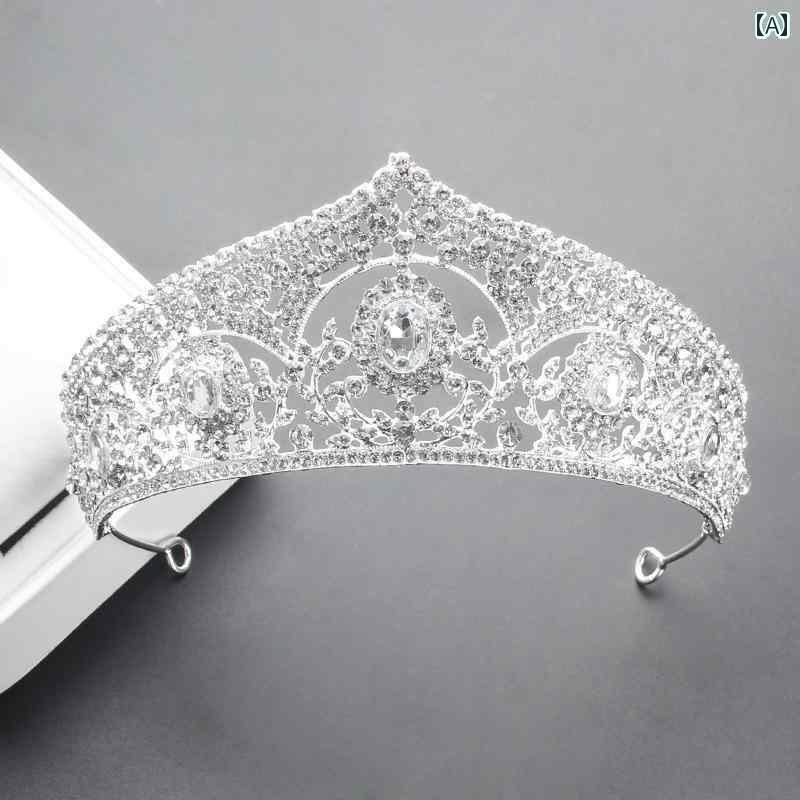 ブライダル アクセサリー 小物 ウェディング 結婚式 パーティー 婦 花嫁 舞台 小道具 コスプレ レトロ ヘボン 宮殿 ビッグクラウン 精巧 白 ガーゼ アクセサリー プリンセスクラウン ヘアメイク