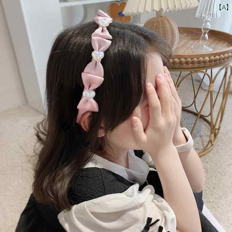 韓国 ヘア フープ ラブ パール リボン ヘッド バックル プリンセス ヘッド 花 歯 滑りにくい ヘッド フープ スーパー フェアリー 帽子