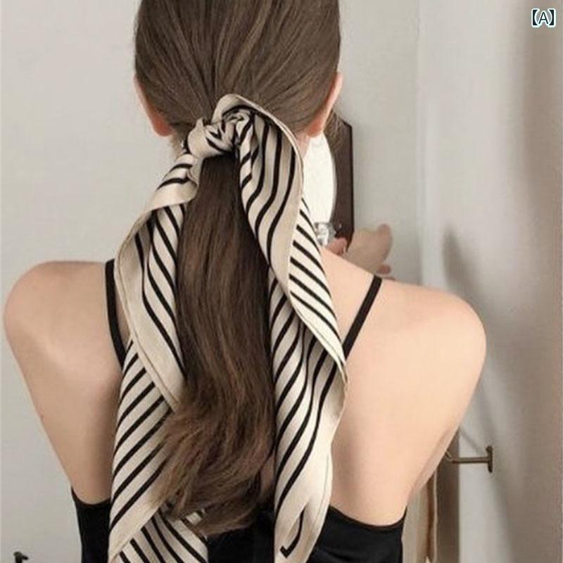 レディース ヘアアクセサリー スカーフ ヘア バンド フレンチ リボン リボン ストライプ 北欧 ヘア バンド