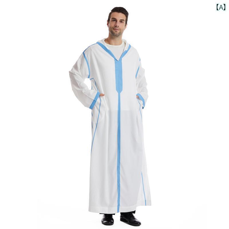 メンズ 中東 ドバイ 旅行 紳士服 フード ロング ローブ サウジアラビア エスニック オマーン 紳士 ローブ