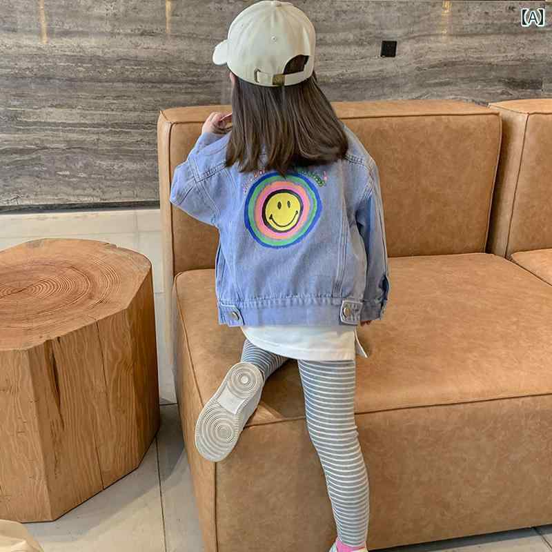 子供服 女の子 キッズ かわいい おしゃれ 笑顔 デニムジャケット 秋 韓国 春秋 ジャケット トップス