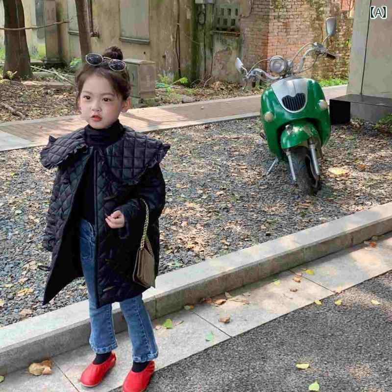 子供服 女の子 キッズ かわいい おしゃれ 大きめ 綿 コート 秋冬 韓国 ベビー 冬 綿 コート 厚手 レングス コート