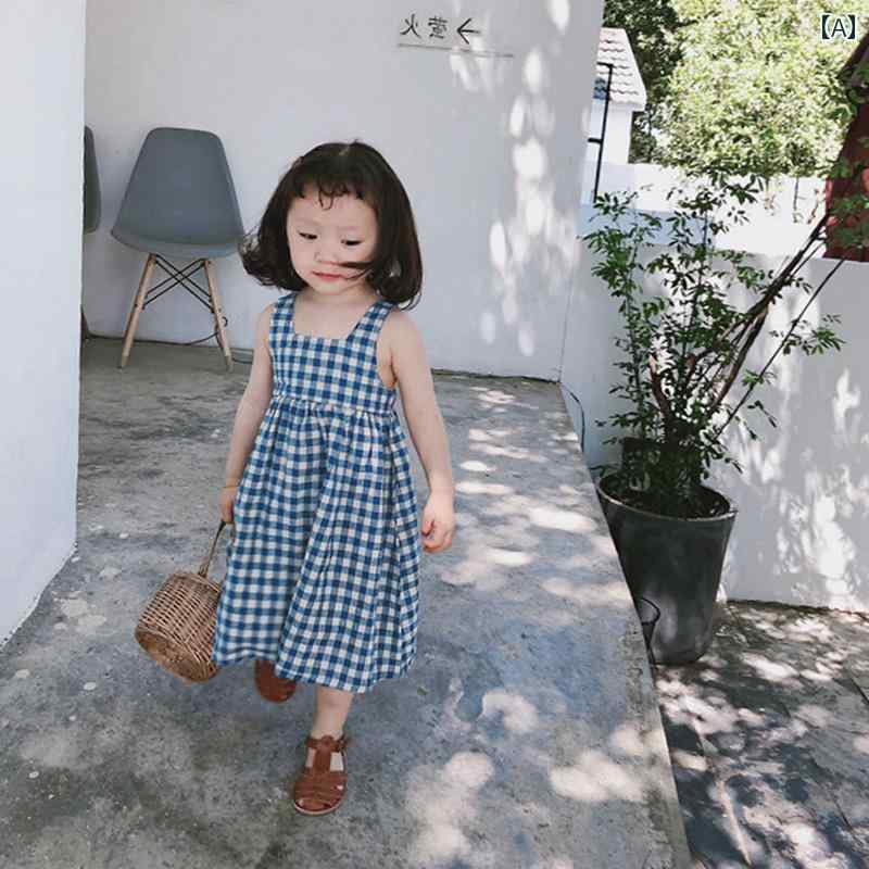 子供服 女の子 キッズ かわいい おしゃれ チェック キャミソール 夏 韓国 赤ちゃん 夏 ノースリーブベスト プリンセス スカート