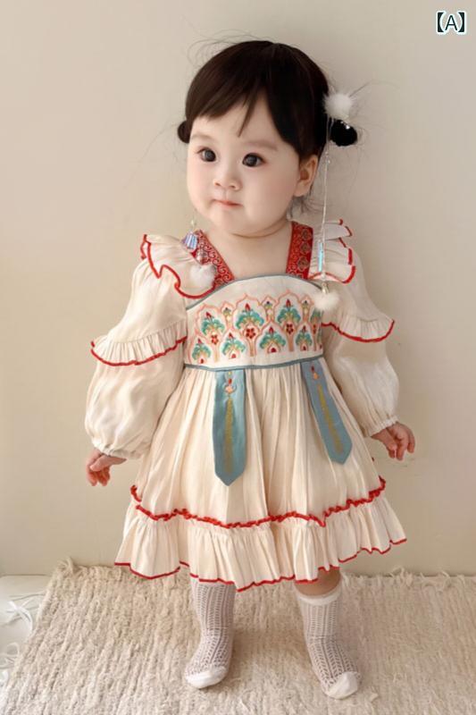 子供服 女の子 キッズ かわいい おしゃれ ベビー 中秋節 唐 装 漢 幼児 1歳 チャイナ 秋冬 プリンセス