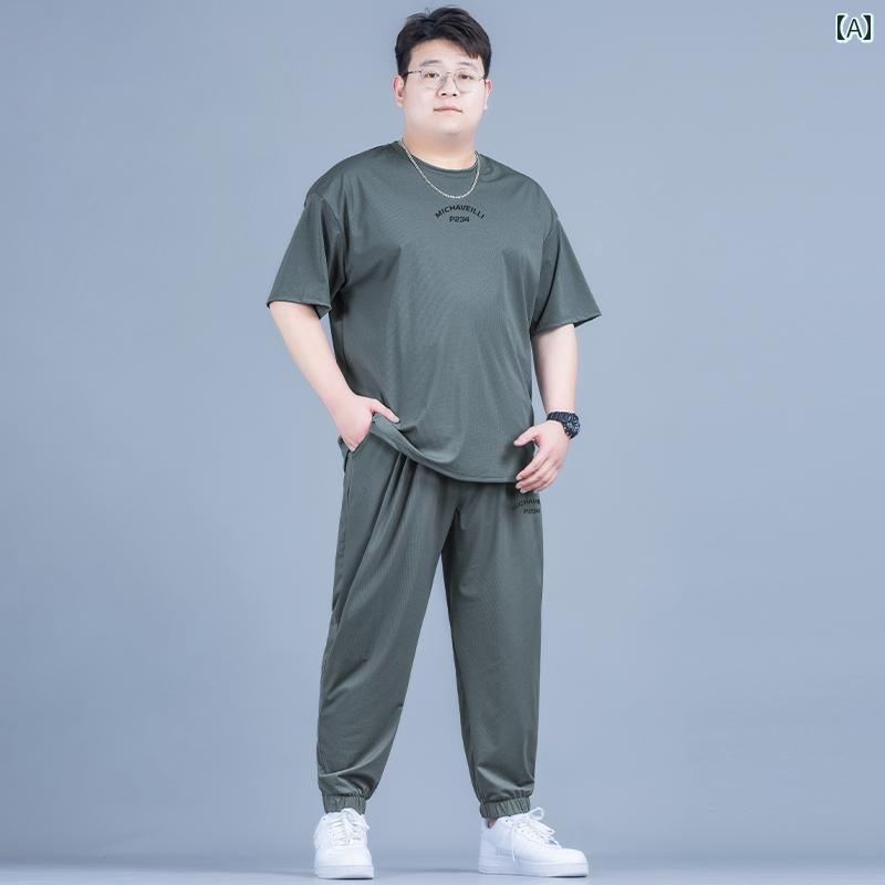 セットアップ メンズ 上下セット ファッション 大きめサイズ 薄手 涼しい カジュアル スポーツ 春夏 半袖 Tシャツ 速乾 ブラック カーキ グレー｜おうち健康生活