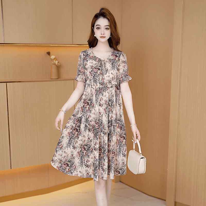 春 花柄 シフォン ドレス 軽量 涼しい 涼しい 涼しい