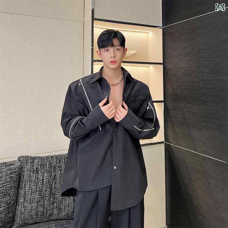 韓国 メンズ 半袖Tシャツ トップス 金属飾り物 ジッパーデザイン 楽天市場】メンズ メンズファッション 韓国メンズファッション