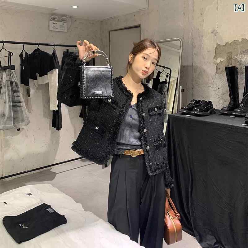 ツィード 上衣 レディース 今めかしい 好いたらしいめ 秋冬 流行り物 黒いこと 白いこと遊撃手丈 否色つや