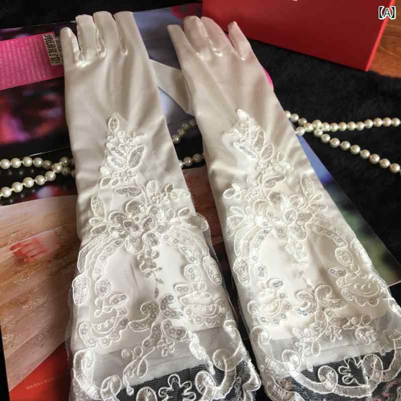 グローブ ロング 手袋 ウエディング 結婚式 ブライダル 花嫁 アクセサリー レース サテン 透け感 レトロ 花