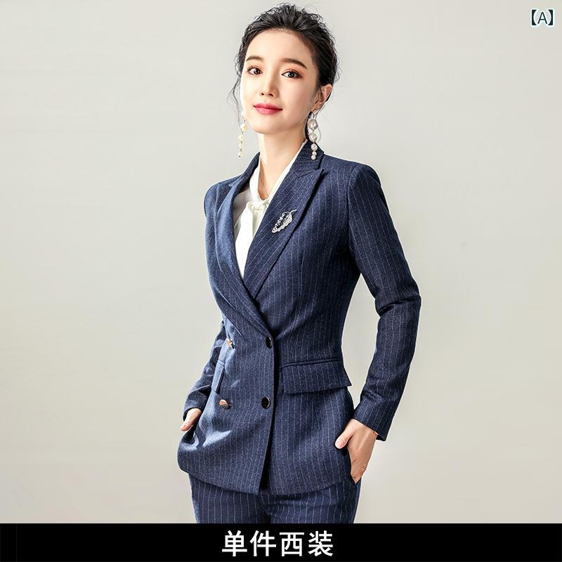 背広 レディース フォーマル 大きめ大きさ 仕掛ける 好いたらしいめ 卒 はいり込む式  上衣 ズボン下 スコート プルオーバー 厚地の外套 長袖 膝上 ダブル前胸部 着痩せ 商行為 執務室 儀式用 授業時間催し物 はいり込む式 寄りあい 今めかしい 秋冬 縞模様 米国海軍 白いこと