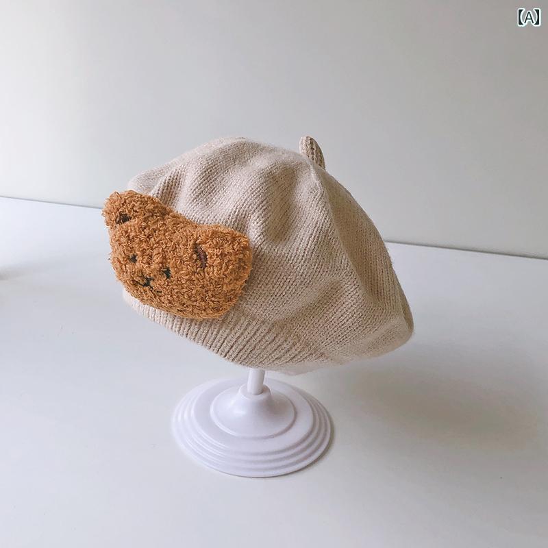キッズ ベビー ベレー帽 メンズ レディース兼 かわいい 毛糸 幼児 ニット クマ ハート 女の子 帽子 春秋冬 男の子 子供 女の子 青 黄 オレンジ 防寒 暖かい あったか ボーイズ ショッピング