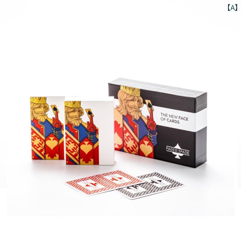 トランプ チック カード PVC 防水 両面つや消し シンプル おしゃれ 2点セット 黒 赤 ポーカー テーブルゲーム パーティー マジック